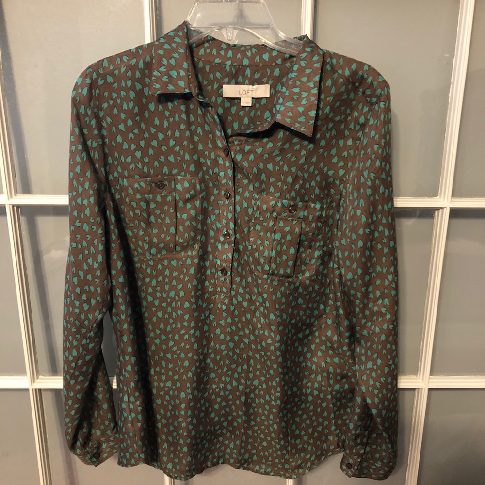 Loft button down with hearts